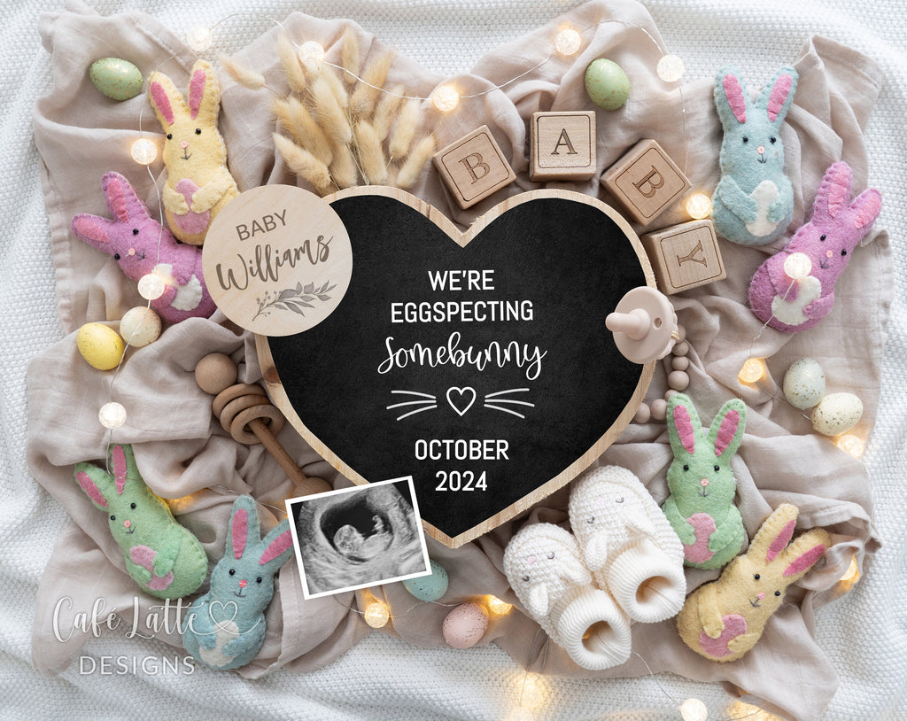 Easter Pregnancy Announcement Digital Boho Reveal For Social Media, Expecting Somebunny Heart Letter Board, Boho Pampas Colorful Bunnies Baby Announcement Digital Editable Template, Bunny Easter Baby Announcement, Easter Pregnancy Announcement DIY