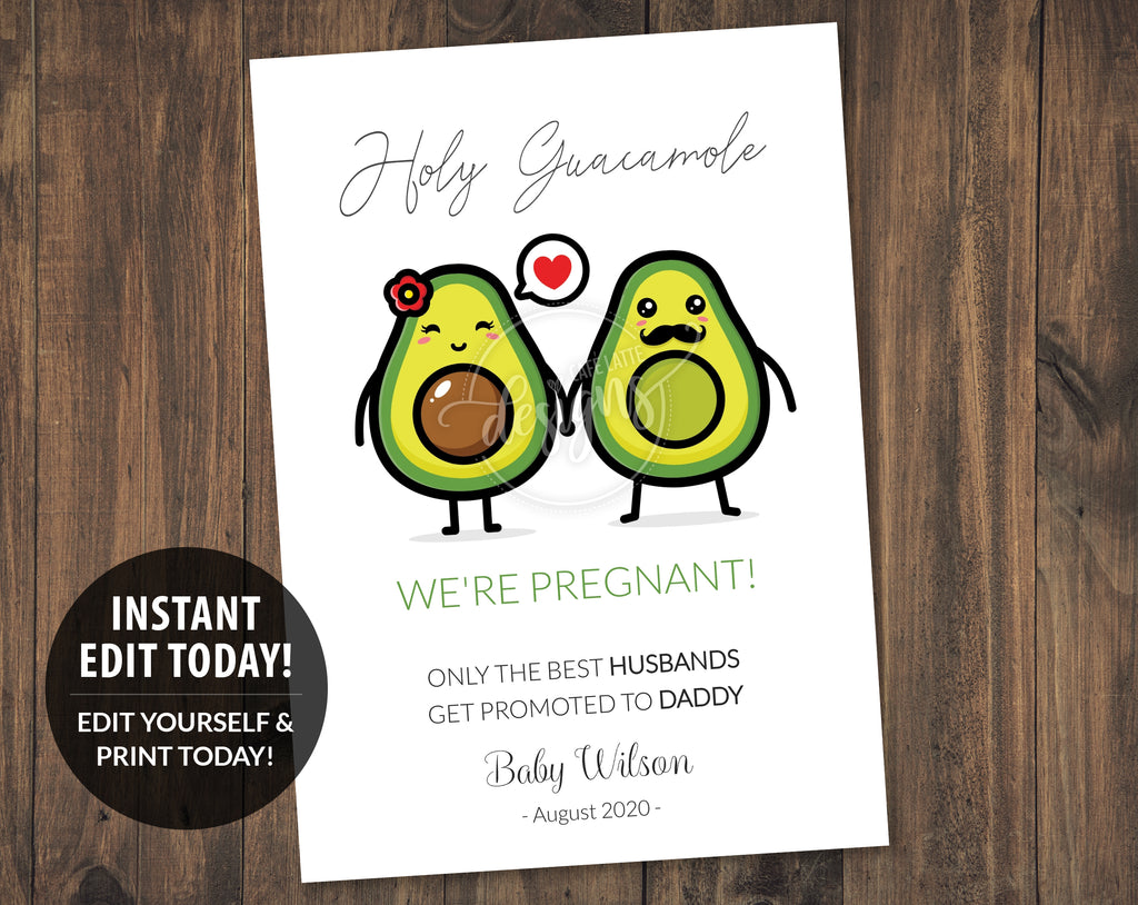 Avocado Baby Announcement Printable Card