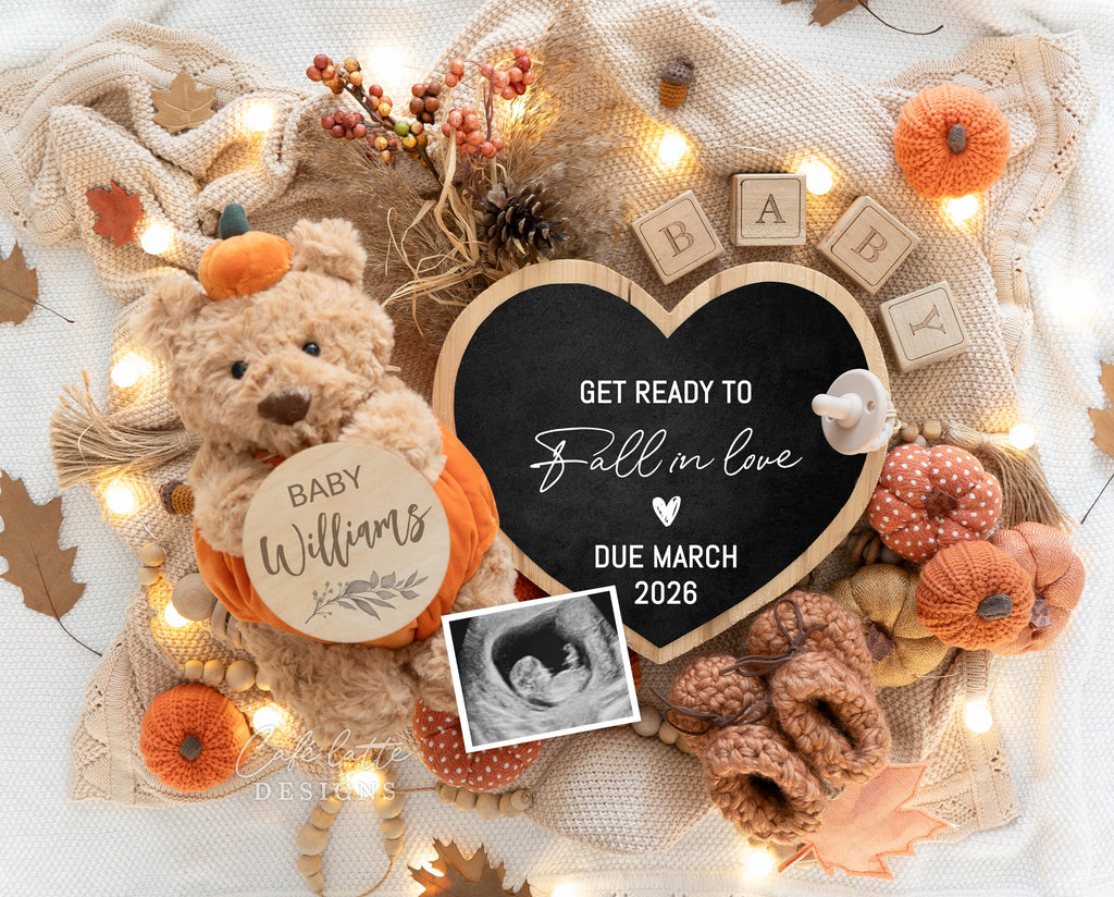 Fall pregnancy announcement digital for social media, Autumn baby announcement digital with heart chalkboard, pumpkin little bear, Get ready to Fall in Love, Gender neutral fall pregnancy reveal editable template DIY, autumn baby announcement, digital fall pregnancy announcement, autumn baby, pregnancy reveal, pregnancy announcement autumn, digital pregnancy announcement, autumn baby, fall baby, baby announce