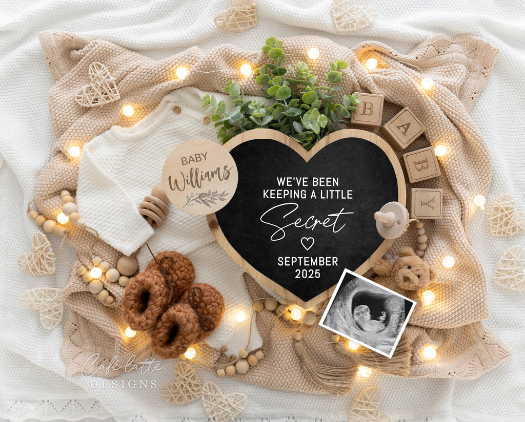 Pregnancy Announcement Digital Boho Gender Neutral Heart Chalkboard, Baby Announcement Digital Editable Template Keeping A Little Secret, Little Teddy Bear with Knitted outfit and Heart Chalkboard, baby announce, pregnancy announce, digital baby announcement, digital pregnancy announcement, plants, eucalyptus baby announcement, baby announcement to husband, baby announcement to friends, original baby announcement