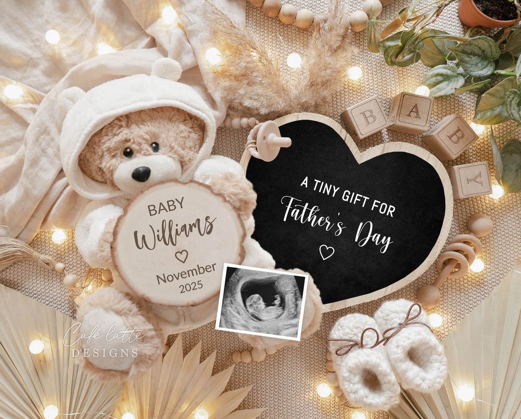 Fathers day pregnancy announcement digital reveal for social media, Fathers day baby announcement digital, pampas, teddy bear, lights and heart chalk board, Fathers day editable template DIY, a tiny gift for Fathers day pregnancy announcement digital, Fathers day baby announce, Fathers day pregnancy announce, digital baby announcement for husband, Fathers day pregnancy announcement ideas, Fathers day baby, spring baby, baby, spring baby announcement, baby announceme