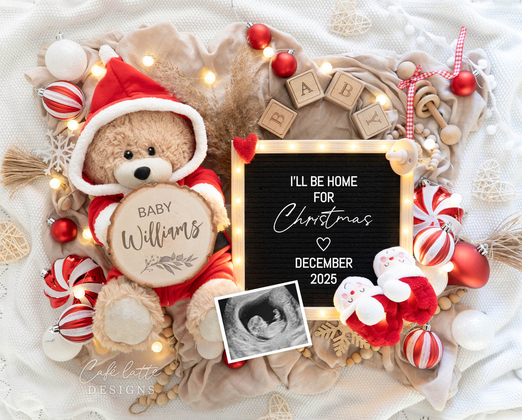 Christmas pregnancy announcement digital reveal for social media, Christmas baby announcement digital image with little bear wearing Santa outfit, lighted letterboard, christmas baby announcement, christmas baby announce, christmas baby announceme, christmas baby announcement husband, christmas baby announcement ideas, christmas baby announcement diy, instant download, christmas pregnancy announcement instant download, christmas pregnancy announce, xmas baby announcement, christmas baby reveal