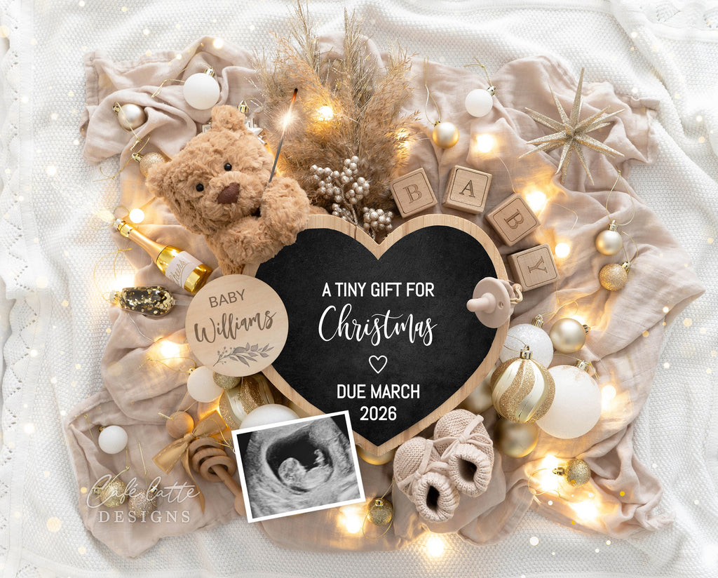 Christmas pregnancy announcement digital reveal for social media, Christmas baby announcement digital image with little bear, baby booties, Christmas baby announcement, Digital Christmas baby announcement, Christmas baby announce, Christmas baby, Christmas baby announce, Xmas baby announcement, Christmas pregnancy, Christmas pregnancy announcement, Digital Christmas pregnancy announcement, digital baby announcement, digital baby reveal, a tiny gift for Christmas