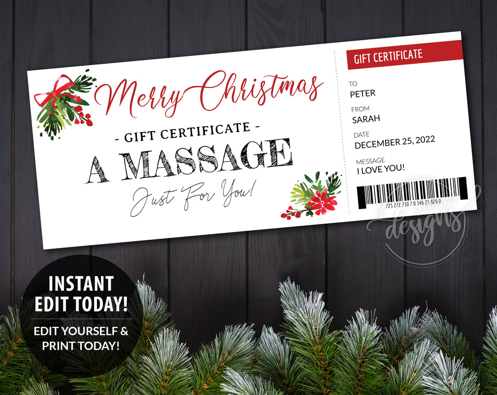 Printable Massage Gift Certificates