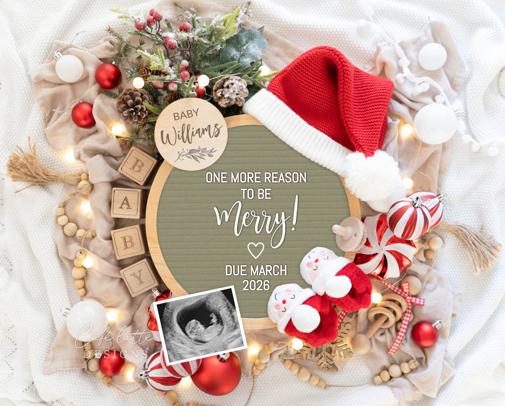 Christmas pregnancy announcement digital reveal for social media, Christmas baby announcement digital image with Santa hat and sage green letter board, Santa baby booties, pampas and circle letter board, Santa isnt the only one coming to town, Gender neutral boho editable template DIY, Christmas pregnancy reveal instant download, December winter baby announcement ideas, Boho Christmas pregnancy announcement, one more reason to be merry