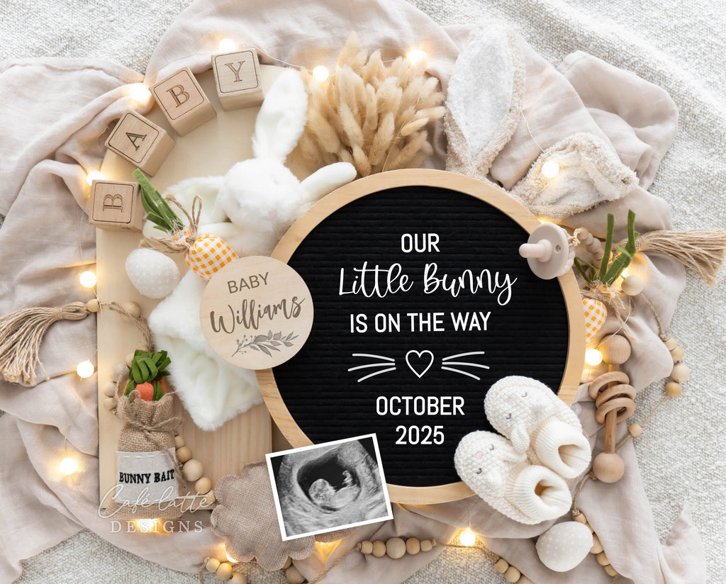 Easter Pregnancy Announcement Digital Boho Reveal For Social Media, Our little bunny is on the way, Circle Letter Board, Boho Pampas Bunny Ears Baby Announcement Digital Editable Template, Easter Baby Announcement, Easter Pregnancy Announcement DIY, Easter baby, Easter pregnancy, april baby, digital baby announcement, digital pregnancy announcement, baby announcement to husband, social media baby announcement, diy baby announcement, Arch Board, Pastel Easter baby announcement, Dried Bunny tails