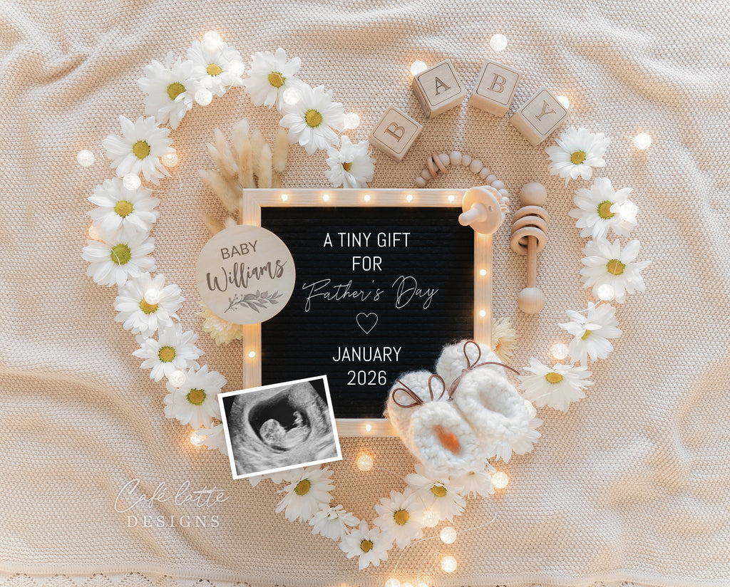 Fathers day baby announcement digital reveal for social media, spring boho pregnancy announcement digital image with daisies, fathers day poem, Spring baby, Editable diy baby announcement template, Spring Baby Reveal, Fathers day baby announcement, tiny gift for fathers day