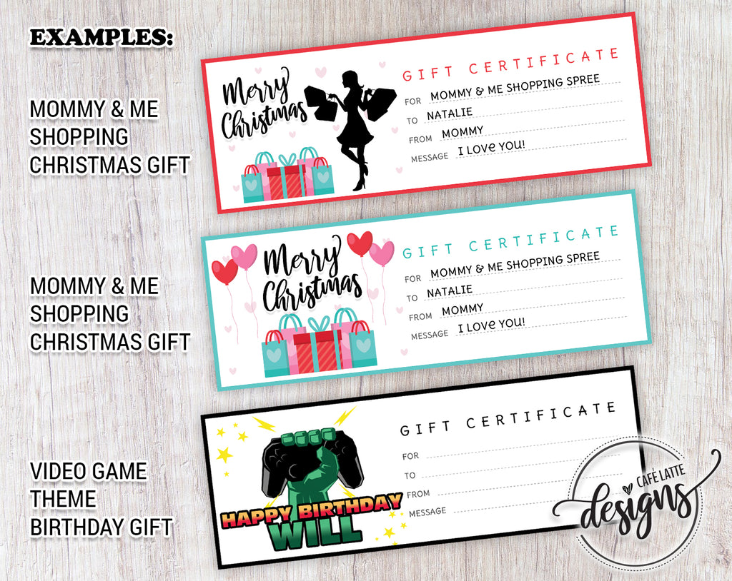 Custom gift certificate design, custom gift certificate for company business with logo, custom design for gift certificates