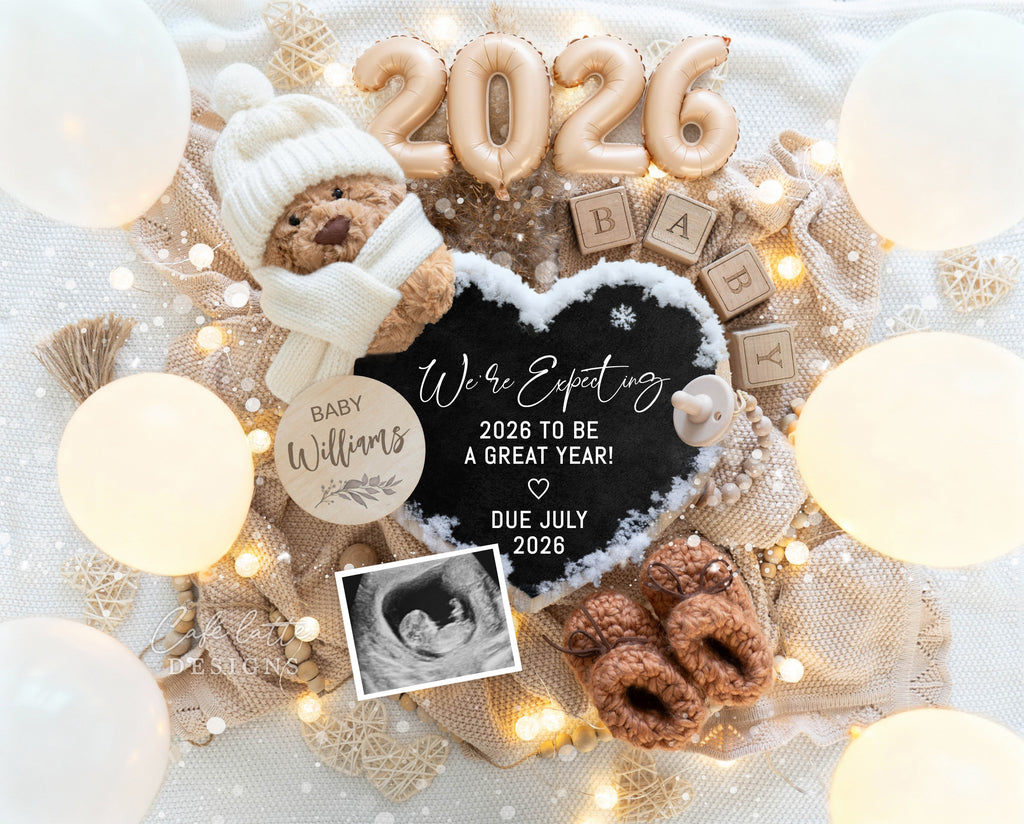 New Years pregnancy announcement digital for social media, New Year digital baby announcement, gold balloons and heart chalkboard, Neutral boho editable template DIY, January winter baby reveal classy chic gold, 2026 baby announcement, editable baby reveal, holiday baby announcement, social media baby reveal, instant download pregnancy reveal, gender neutral baby announcement, minimalist baby announcement, well be popping bottles of a different kind, were expecting 2026 to be a great year