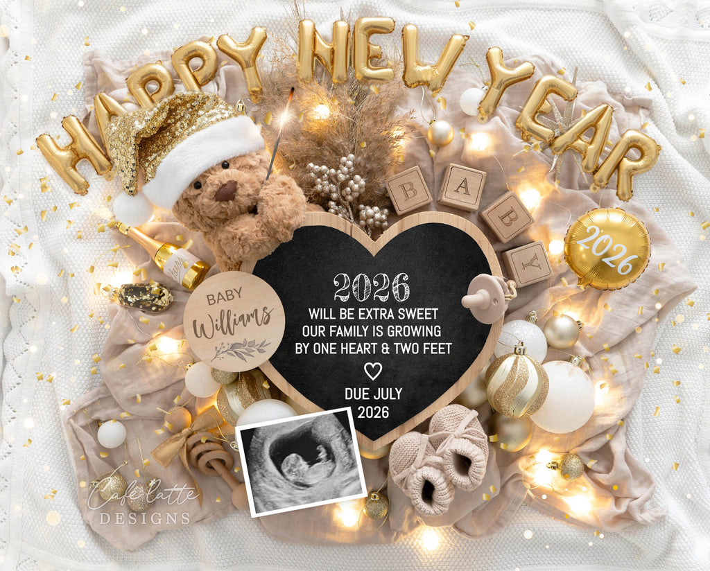 New Year pregnancy announcement, New Year baby announcement, New Year pregnancy reveal, boho pregnancy announcement, gender neutral baby reveal, editable pregnancy announcement, printable pregnancy reveal, Corjl pregnancy template, New Year baby reveal photo, holiday pregnancy announcement, New Year baby on the way, letter board pregnancy announcement, social media pregnancy reveal, digital pregnancy announcement, festive baby announcement, New Year’s Eve pregnancy reveal, new year baby