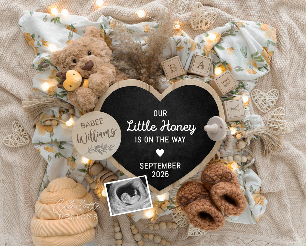 Our little honey is on the way, bee baby announcement, bee pregnancy announcement, Pregnancy Announcement Digital Boho Gender Neutral Heart Chalkboard, Baby Announcement Digital Editable Template Little Teddy Bear and Heart Chalkboard, Spring Baby Announcement, Summer Baby Announcement, Yellow flowers, Digital Spring baby  announcement, Digital Summer Baby Announcement, Digital Spring Pregnancy announcement, Digital Summer Pregnancy Announcement, Baby Announce, Baby Announceme, Babee announce