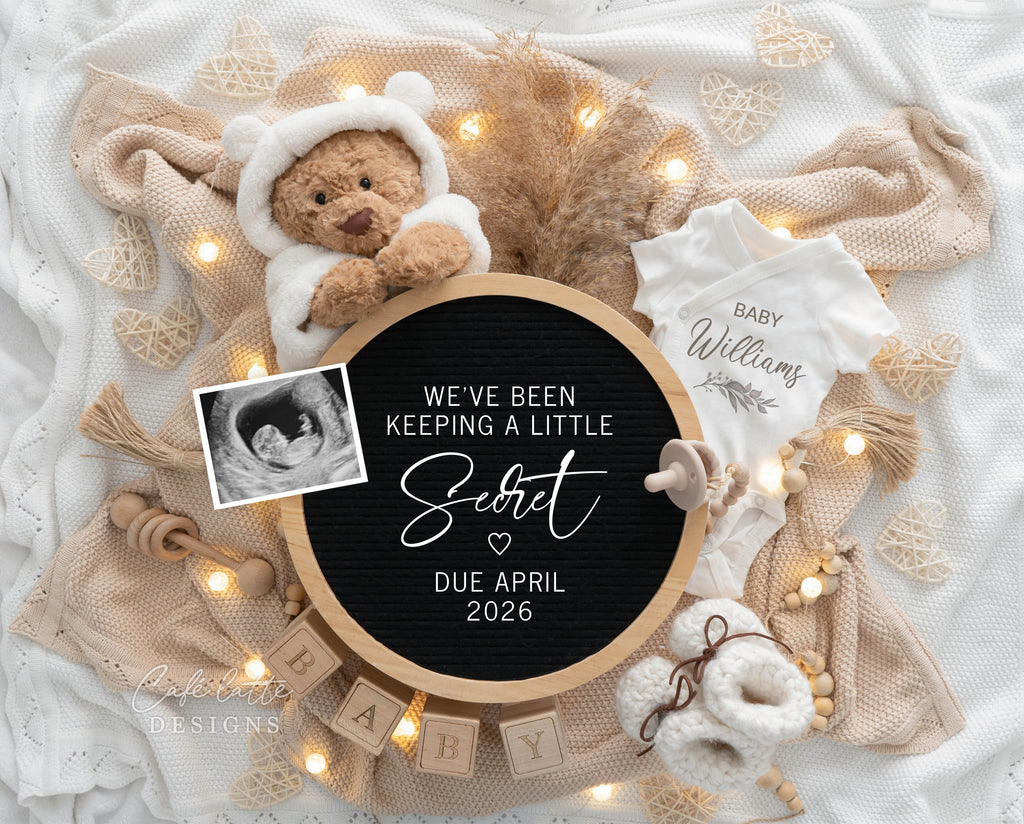 Neutral pregnancy announcement digital, Pregnancy announcement to husband, Boho pregnancy announcement template, Pregnancy announcement grandparents, Pregnancy reveal, Baby announcement digital, Neutral bear circle letterboard, Weve been keeping a little secret, pregnancy reveal, baby reveal, digital baby announcement, digital pregnancy announcement, baby announcement