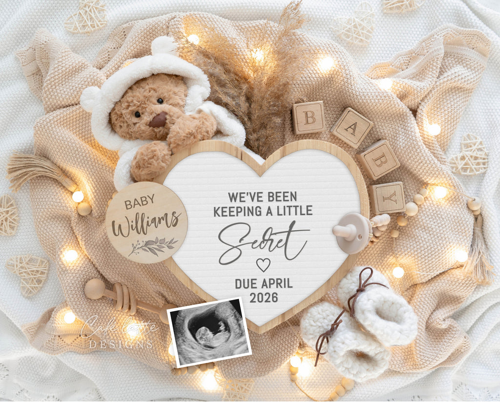 Neutral pregnancy announcement digital, Pregnancy announcement to husband, Boho pregnancy announcement template, Pregnancy announcement grandparents, Pregnancy reveal, Baby announcement digital, Neutral bear heart, Weve been keeping a little secret, pregnancy reveal, baby reveal, digital baby announcement, digital pregnancy announcement, baby announcement