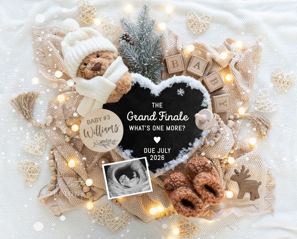 Grand Finale Christmas Pregnancy announcement digital, Christmas Pregnancy announcement to husband, Pregnancy announcement template, Pregnancy announcement grandparents, Pregnancy reveal, Pregnancy announcement gift, Neutral heart chalkboard, bear with hat and scarf, The grand finale whats one more, Second third fourth fifth child sibling announcement, Baby 2 3 4 5, 2nd 3rd 4th pregnancy reveal, Winter December baby reveal ideas