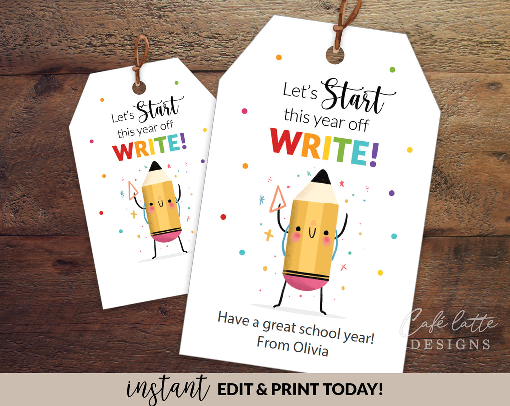 Back to school gift tags editable printable template, Lets start the year off write gift tags for school teacher kids and friends, Pencil crayon gift tags instant download, Cheap back to school gift tag ideas DIY