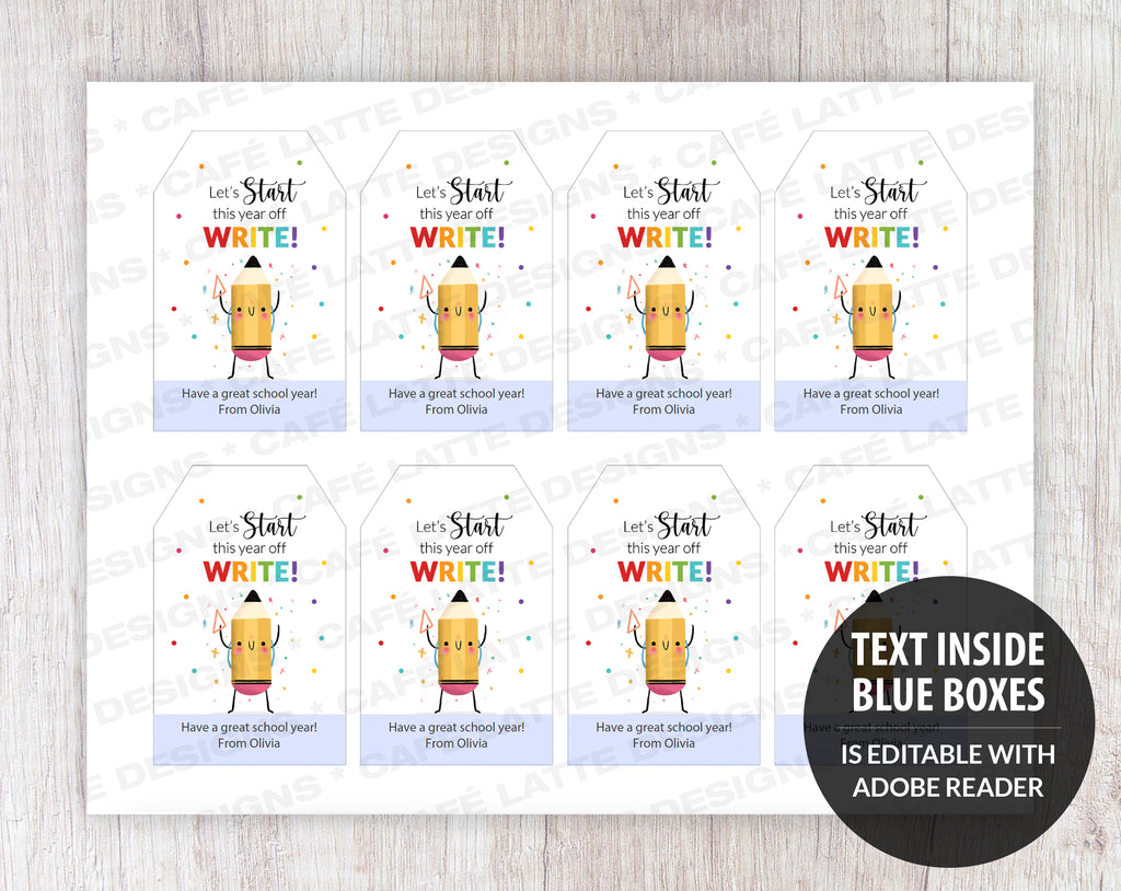 Back to school gift tags editable printable template, Lets start the year off write gift tags for school teacher kids and friends, Pencil crayon gift tags instant download, Cheap back to school gift tag ideas DIY