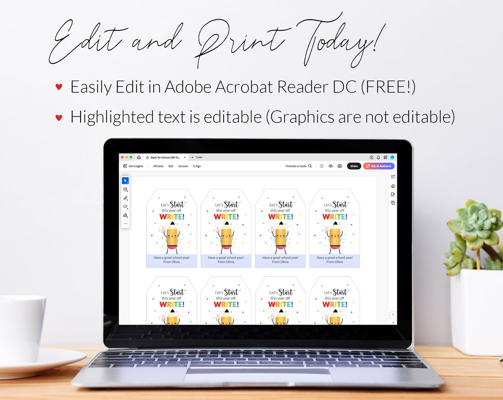 Back to school gift tags editable printable template, Lets start the year off write gift tags for school teacher kids and friends, Pencil crayon gift tags instant download, Cheap back to school gift tag ideas DIY