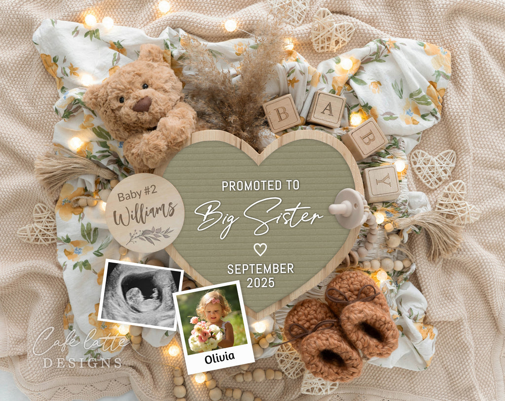 Big sister Pregnancy announcement digital, Pregnancy announcement to husband, Pregnancy announcement template, Pregnancy announcement grandparents, Pregnancy reveal, Pregnancy announcement gift, Neutral bear pampas flowers sage green heart letter board, Promoted to big sister, Second third fourth fifth child sibling reveal ideas, Baby # 2 3 4 5 pregnancy reveal original idea, Sibling photo announcement, Spring summer teddy bear pregnancy announcement DIY