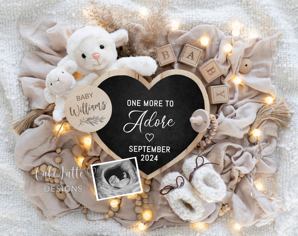 Neutral pregnancy announcement digital, Pregnancy announcement to husband, Boho pregnancy announcement template, Pregnancy announcement grandparents, Pregnancy reveal, Baby announcement digital, Neutral mama baby lamb heart, One more to adore, 2 3 4 second third child