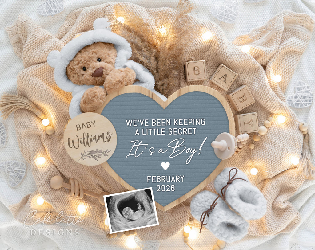 Boy gender reveal pregnancy announcement digital, Boy gender reveal announcement husband, Its a boy template, Gender reveal grandparents, Pregnancy reveal, Gender reveal gift, Boy bear pampas heart board blue, We have been keeping a little secret its a boy