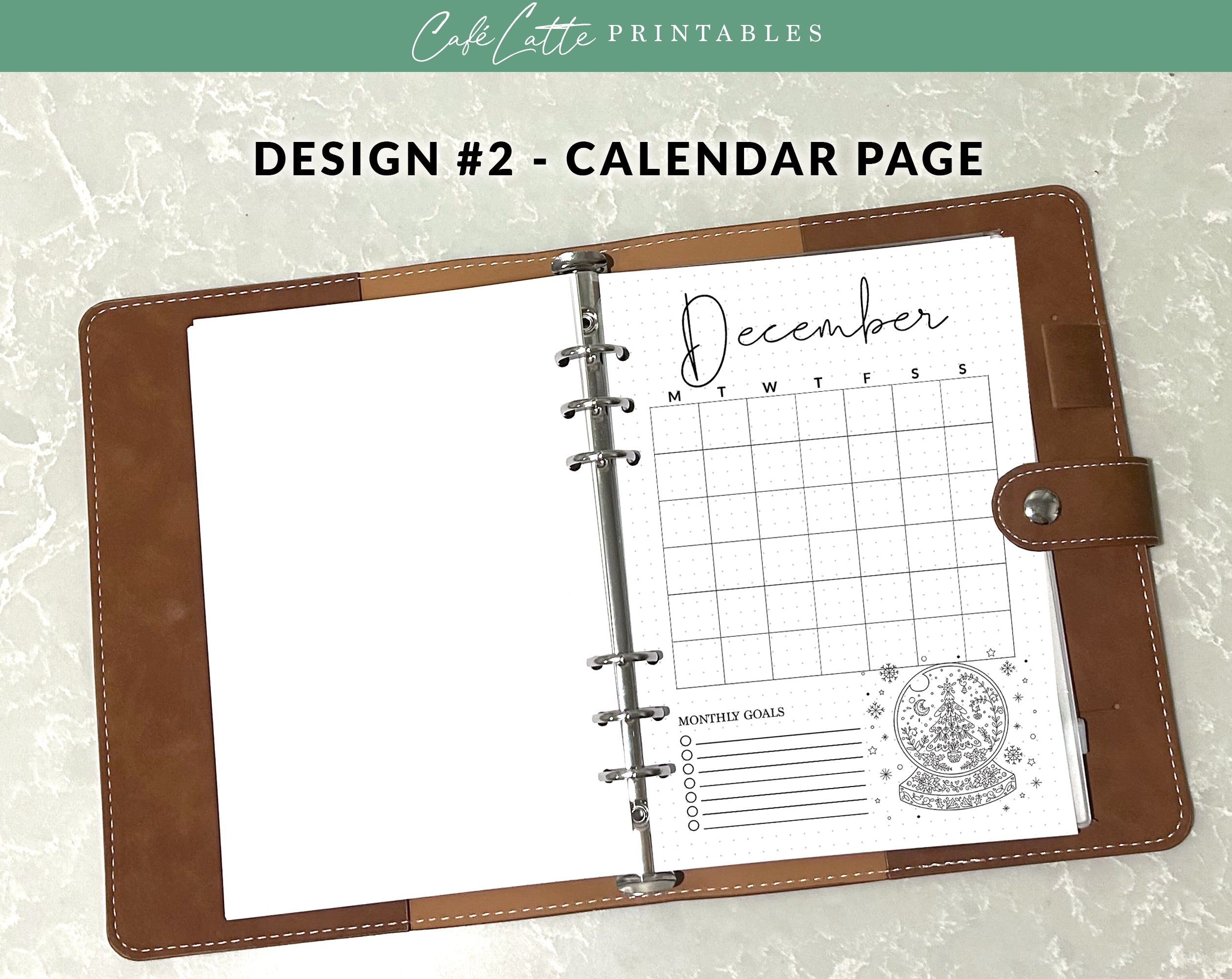 Calender December Note December Journal Cover Calendar and Notes Pages Set – Café Latte Designs