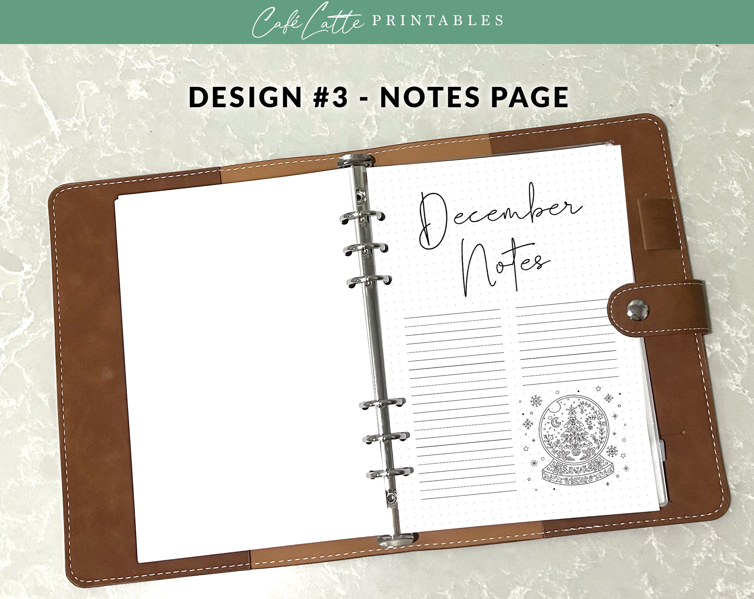 December Notes Decorations December Journal Cover Calendar and Notes Pages Set – Café Latte Designs