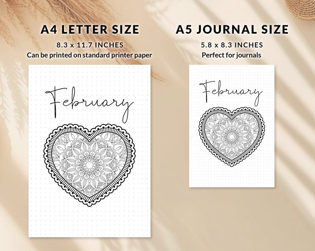 February Month Note February Journal Cover Calendar and Notes Pages Set – Café Latte Designs