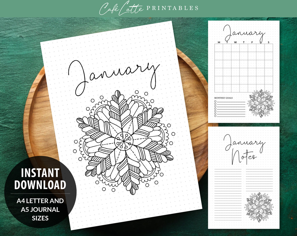 January Note Template Printable Journal Pages – Café Latte Designs