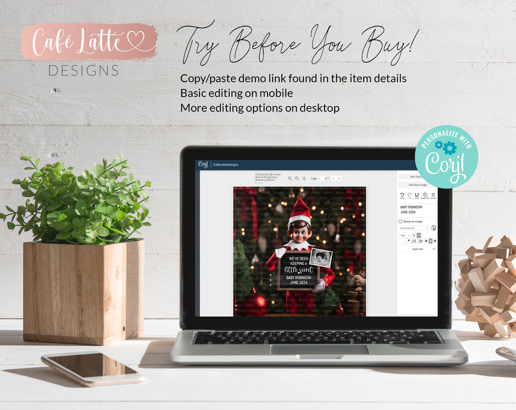 Christmas pregnancy announcement digital reveal for social media, Christmas baby announcement digital image with elf holding letter board, We have been keeping a little secret, Gender neutral baby reveal editable template DIY, December winter baby