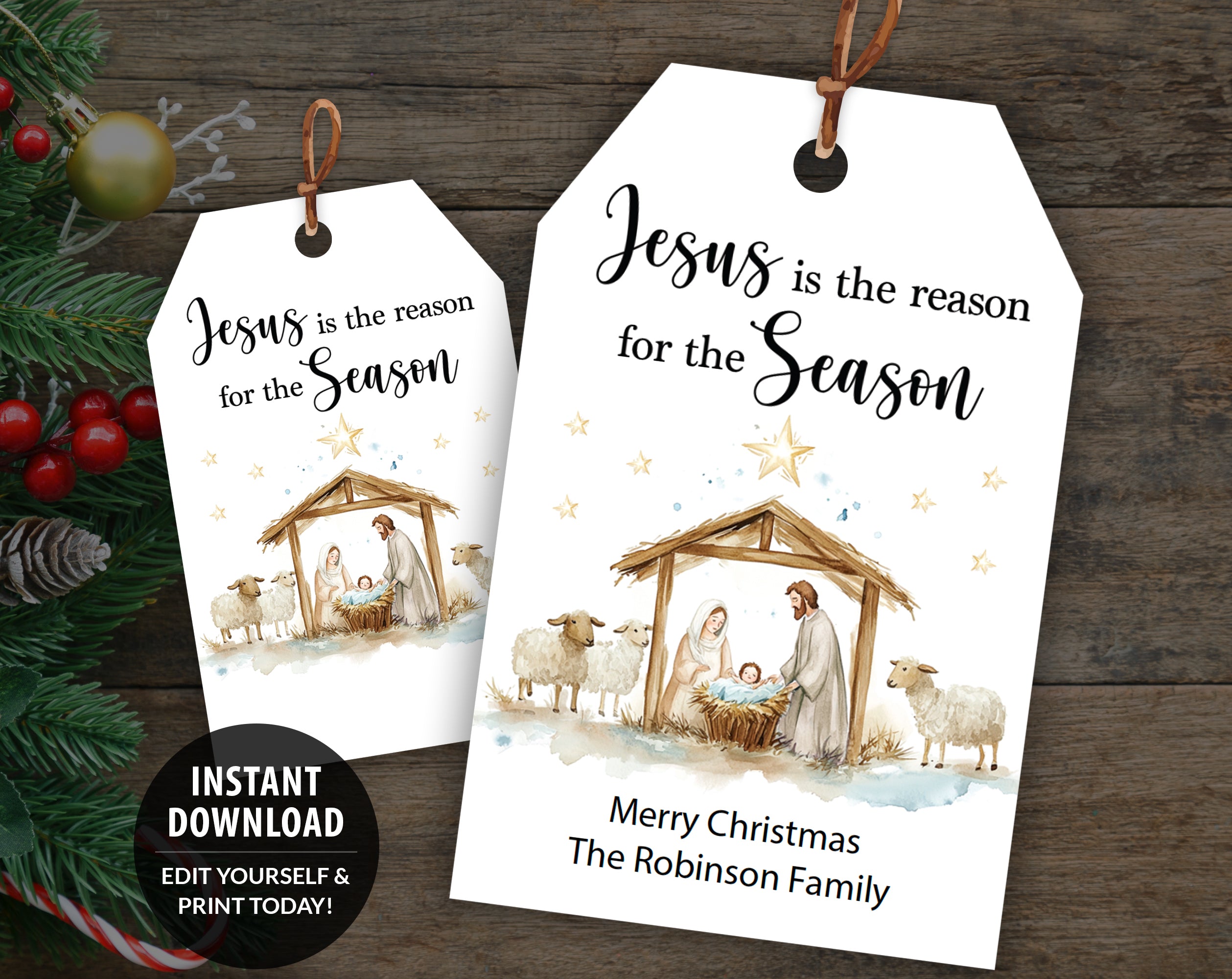 Christmas Religious Gift Tags Printable - Jesus Church Gift Tags Edita ...