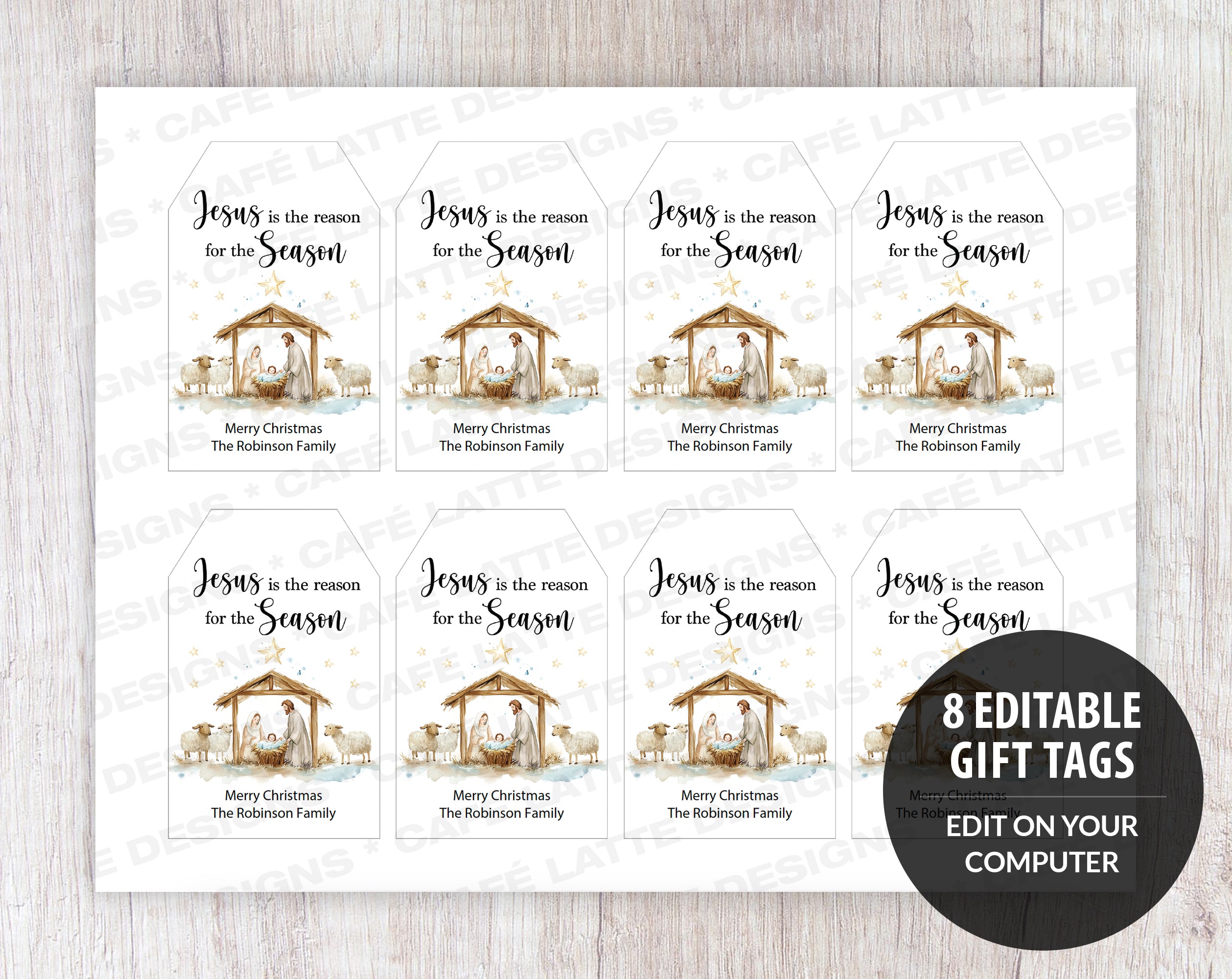 Christmas Religious Gift Tags Printable - Jesus Church Gift Tags Edita ...