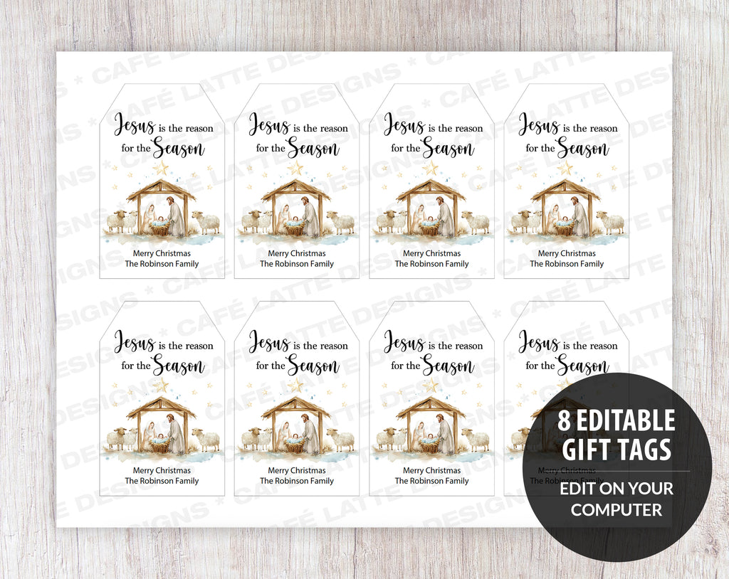 Christmas Religious Gift Tags Printable - Jesus Church Gift Tags Edita ...