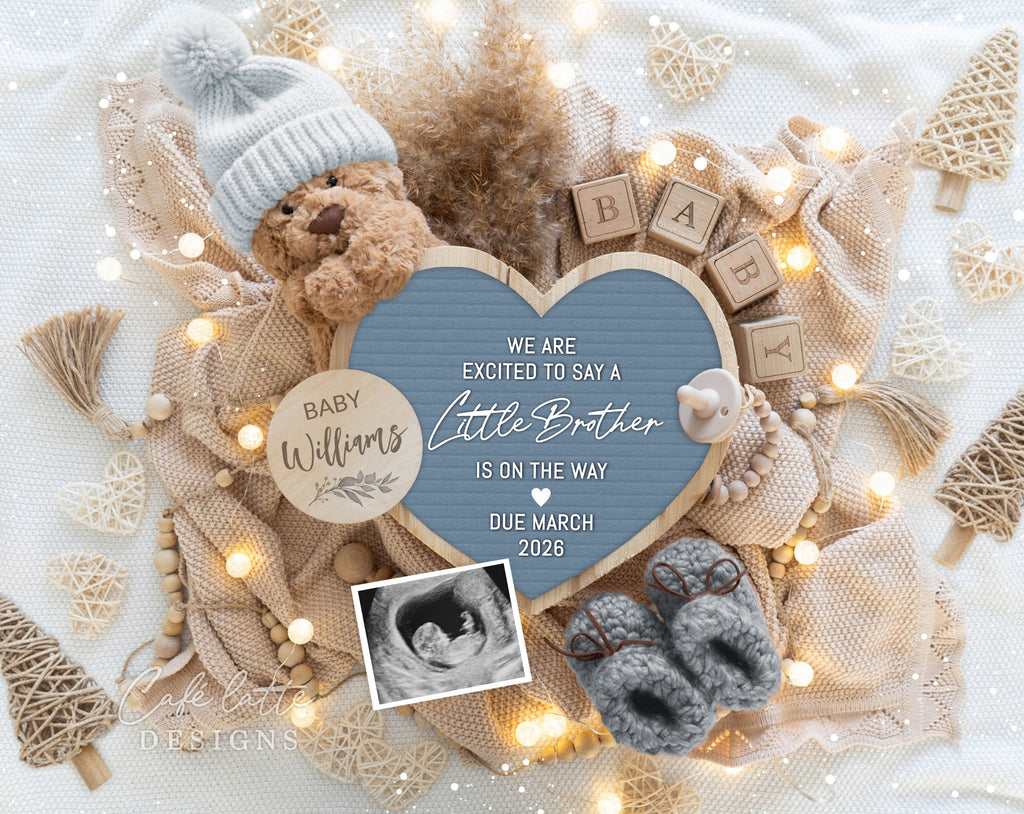 christmas little brother pregnancy announcement, winter baby boy announcement, boy gender reveal baby announcement, editable pregnancy announcement, boho christmas baby reveal, holiday boy baby announcement, printable pregnancy reveal, digital baby announcement template, christmas baby announcement for social media, editable christmas baby reveal, boy christmas baby announcement, cozy winter baby reveal, digital corjl, we are excited to say a little brother is on the way, teddy bear blue hat