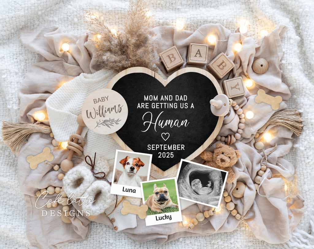 Dog Pregnancy announcement digital, Animal Pregnancy announcement to husband, Dogs Pregnancy announcement template, Pregnancy announcement grandparents, Pregnancy reveal, Pregnancy announcement gift, Neutral little bear pampas heart chalkboard, Mom and dad are getting us a human, Pet pregnancy reveal ideas, Original pregnancy announcement ideas, 2 dogs baby reveal editable template, instant download
