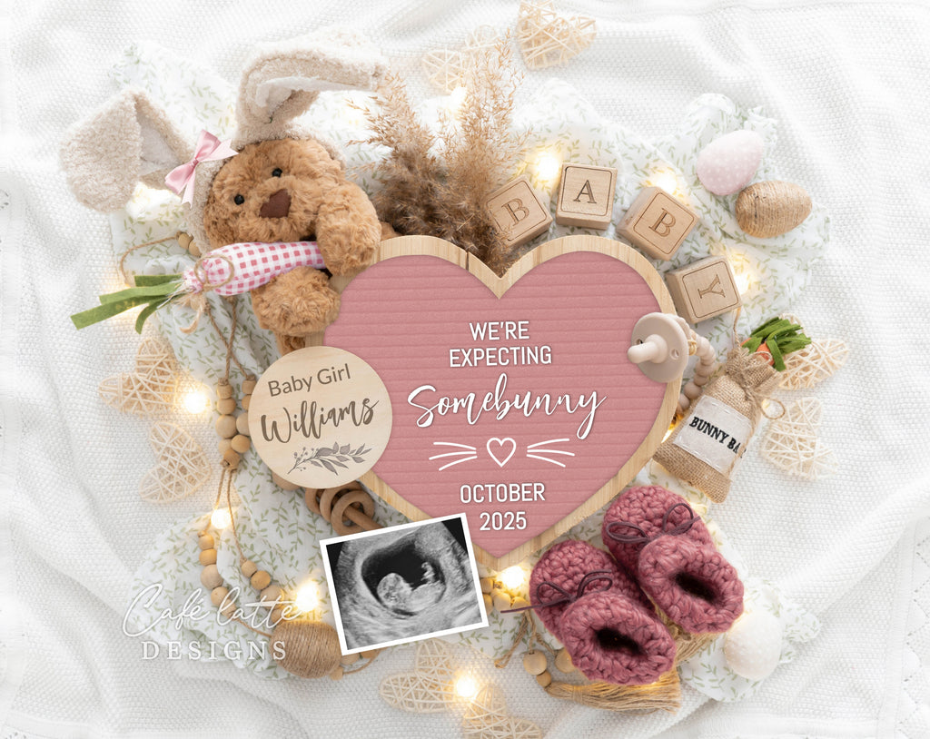 Easter girl gender reveal Pregnancy Announcement Digital Boho Reveal For Social Media, Expecting Somebunny pink Heart Letter Board, Boho Pampas Bunny Ears its a girl Baby Announcement Digital Editable Template, Easter Baby Announcement, Easter Pregnancy Announcement DIY, Easter baby, Easter pregnancy, april baby, digital baby announcement, digital pregnancy announcement, baby announcement to husband, social media baby announcement, baby announcement facebook, diy baby announcement