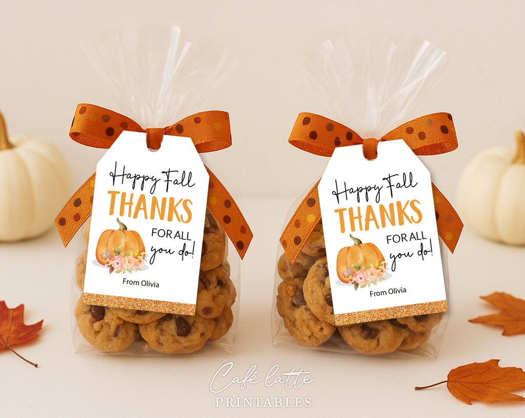 Fall gift tags, Happy Fall printable candy treat bag gift tags, Happy Autumn baked goods labels editable template gift tag DIY, Custom gift labels for Fall company business candy treat bags, Kids teacher school thank you gift tags with watercolour pumpkin, Cheap Halloween gift tags instant download, Autumn business company corporate gift tags, Halloween thank you gift tags, Thanks for all you do gift tags, Teacher appreciation gift tags