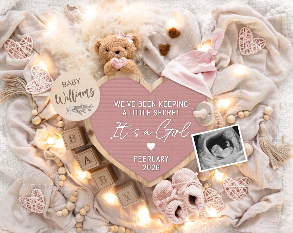 Girl gender reveal pregnancy announcement digital, Girl gender reveal announcement husband, Its a girl template, Gender reveal grandparents, Baby girl Pregnancy reveal, Gender reveal gift, Girl bear pampas heart board pink, We have been keeping a little secret its a girl, Girl pregnancy announcement editable template DIY instant download