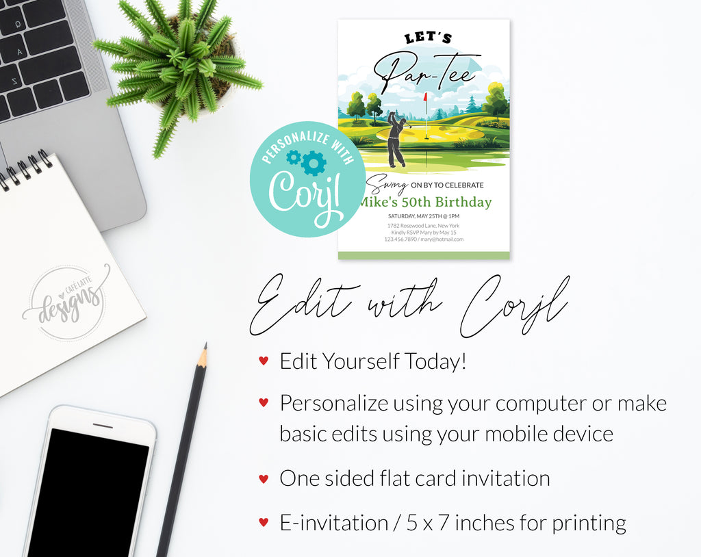 Golf birthday invitation editable template, Printable golf birthday invitation, Personalized custom invite for teen boys men, Lets par tee invitation card, Digital birthday invitation email text message, Golfer birthday e invite, Hole in one golf