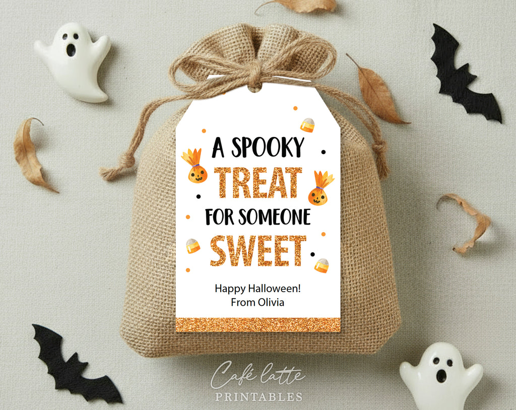 Halloween gift tags, Halloween printable gift tags, Happy Halloween labels editable template gift tag DIY, Custom gift labels for Halloween candy bags, Kids teacher school gift tags a spooky treat for someone sweet, Cheap Halloween sweet treat candy gift tags instant download
