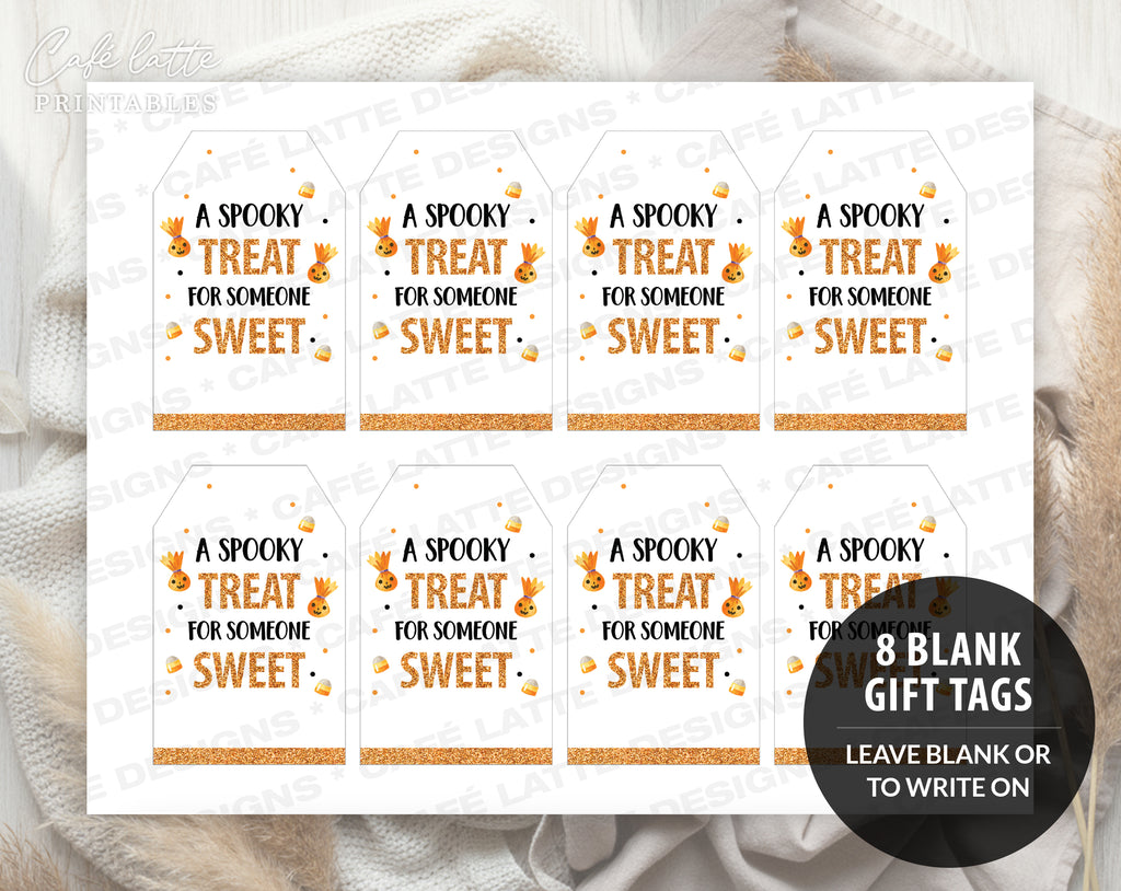 Halloween gift tags, Halloween printable gift tags, Happy Halloween labels editable template gift tag DIY, Custom gift labels for Halloween candy bags, Kids teacher school gift tags a spooky treat for someone sweet, Cheap Halloween sweet treat candy gift tags instant download