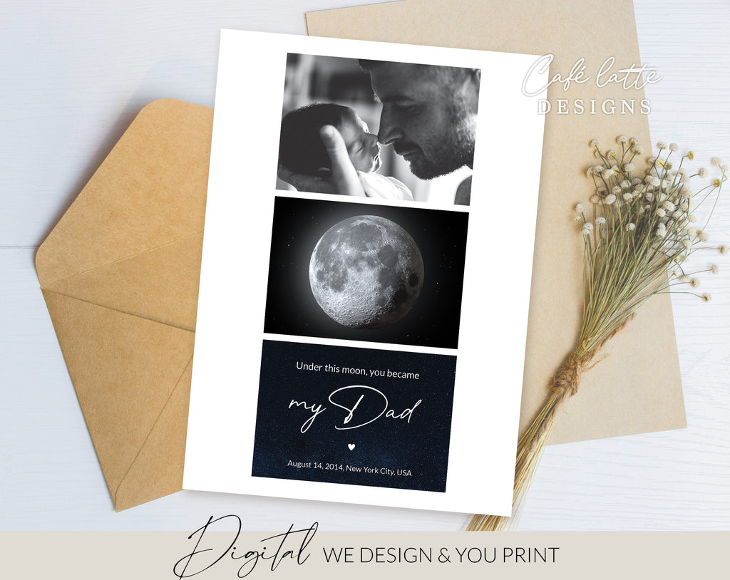 Custom Moon Phase Printable, Moon Phase Gift for Dad, Father's Day Thoughtful Gift, Personalized Digital Moon Phase Birthday Gift Print, Custom Moon Phase Card, First Fathers Day Gift from baby printable poster for picture frame