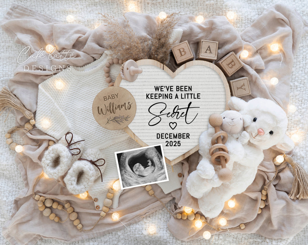 Neutral pregnancy announcement digital, Pregnancy announcement to husband, Boho pregnancy announcement template, Pregnancy announcement grandparents, Pregnancy reveal, Baby announcement digital, Neutral mama baby lamb, keeping a little secret