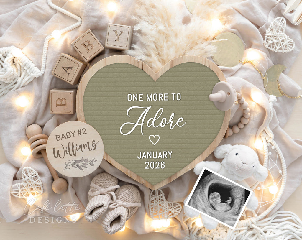 Neutral pregnancy announcement digital, Pregnancy announcement to husband, Boho pregnancy announcement template, Pregnancy announcement grandparents, Pregnancy reveal, Baby announcement digital, Neutral mama baby lamb heart, One more to adore, 2 3 4 second third fourth child pregnancy reveal
