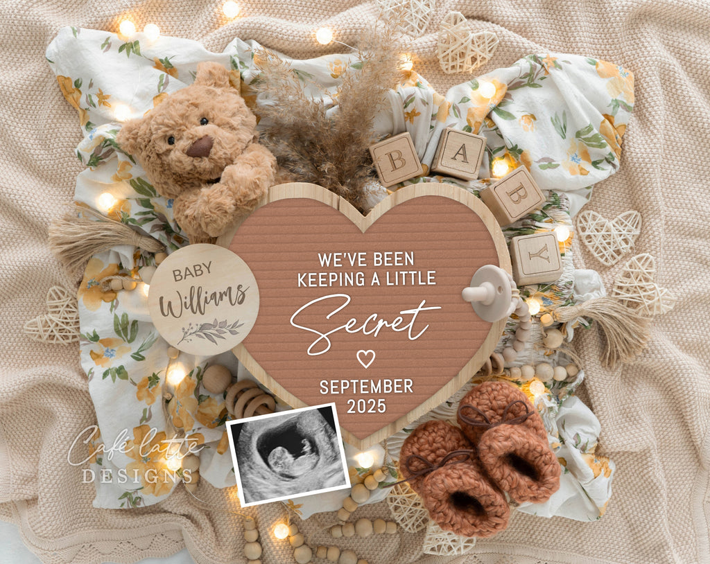 Spring Pregnancy Announcement Digital Boho Gender Neutral mocha Heart letter board, Baby Announcement Digital Editable Template, Spring Baby Announcement, Summer Baby Announcement, Yellow flowers, Digital Spring baby announcement, Digital Summer Baby Announcement, Digital Spring Pregnancy announcement, Digital Summer Pregnancy Announcement, Baby Announce, Diy Baby Announcement, Baby Announcement ideas, Baby, Spring is in the air, Spring baby teddy bear and heart, Keeping a little secret