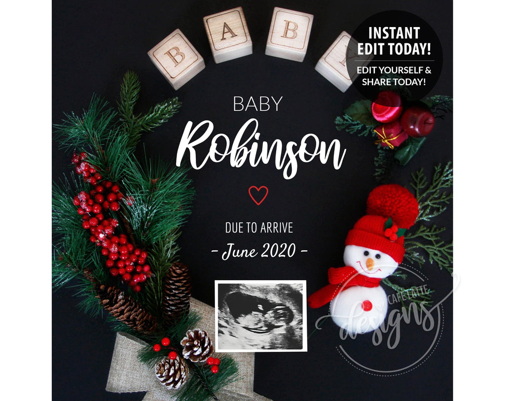 Christmas Snowman baby pregnancy announcement