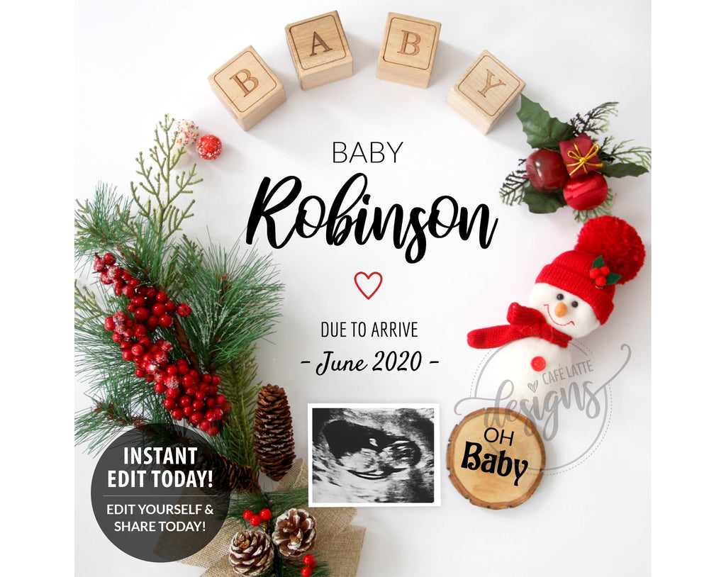 Christmas Snowman baby pregnancy announcement