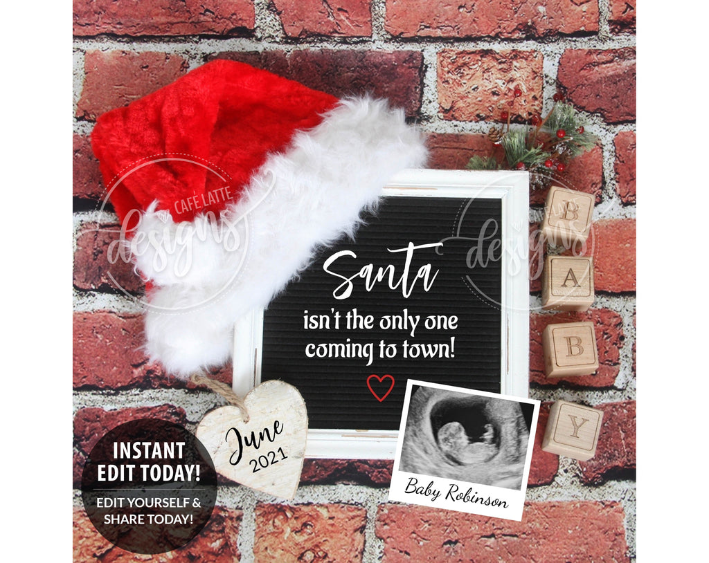 Christmas Santa baby pregnancy announcement