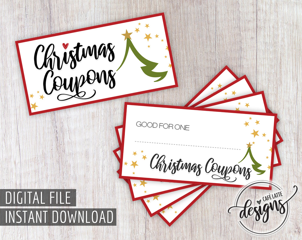 Christmas Coupons Gift Printable Instant Download