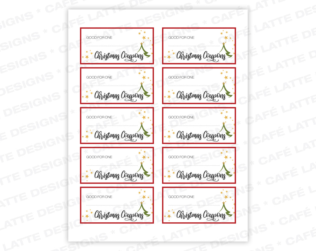 Christmas Coupons Gift Printable Instant Download