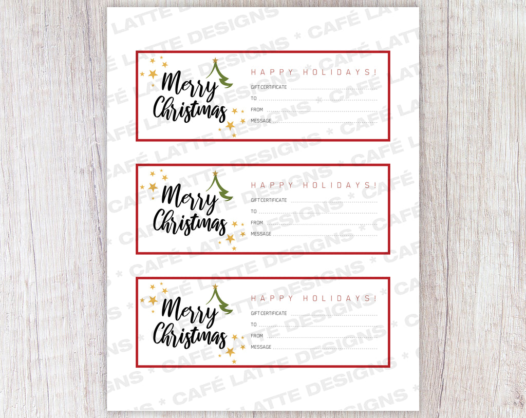 Christmas Gift Certificate Printable Merry Christmas
